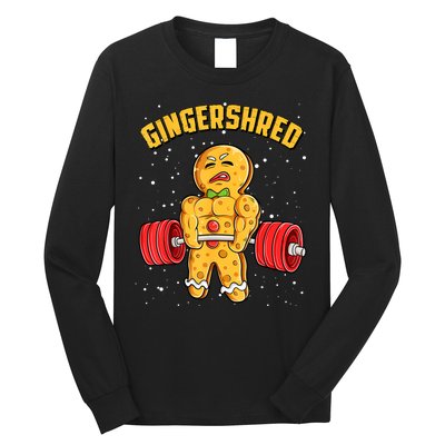 Gingershred Funny Gingerbread Gym Bodybuilding Christmas Long Sleeve Shirt