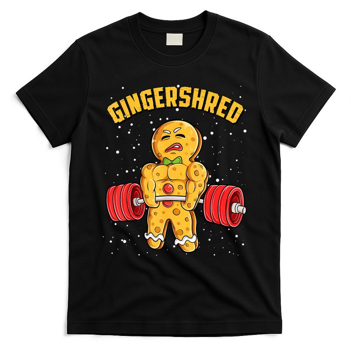 Gingershred Funny Gingerbread Gym Bodybuilding Christmas T-Shirt