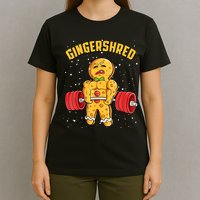 Gingershred Funny Gingerbread Gym Bodybuilding Christmas T-Shirt