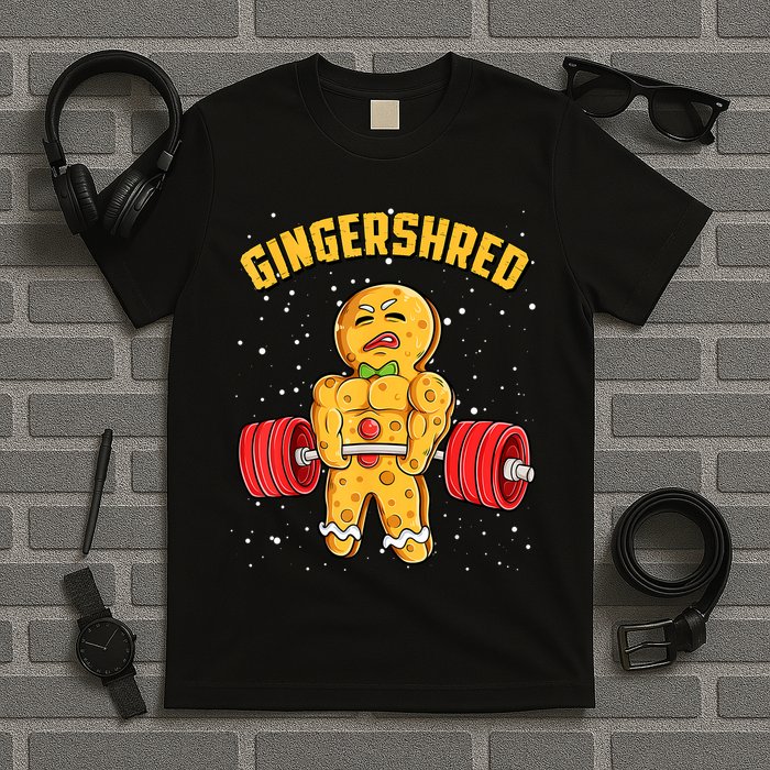 Gingershred Funny Gingerbread Gym Bodybuilding Christmas T-Shirt