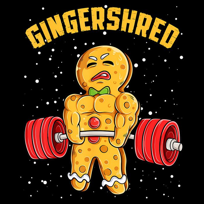 Gingershred Funny Gingerbread Gym Bodybuilding Christmas T-Shirt