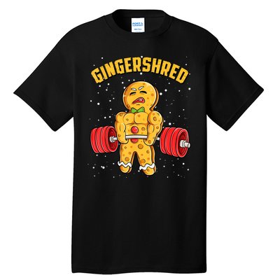 Gingershred Funny Gingerbread Gym Bodybuilding Christmas Tall T-Shirt