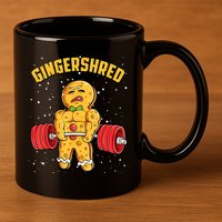 Gingershred Funny Gingerbread Gym Bodybuilding Christmas 11oz C Handle Ceramic Mug