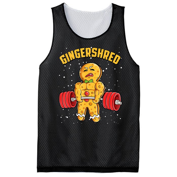 Gingershred Funny Gingerbread Gym Bodybuilding Christmas Mesh Reversible Basketball Jersey Tank