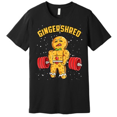 Gingershred Funny Gingerbread Gym Bodybuilding Christmas Premium T-Shirt