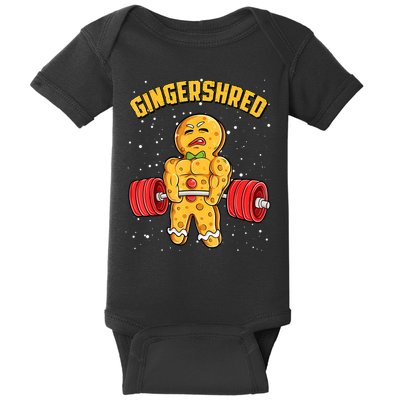 Gingershred Funny Gingerbread Gym Bodybuilding Christmas Baby Bodysuit