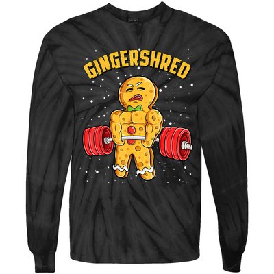 Gingershred Funny Gingerbread Gym Bodybuilding Christmas Tie-Dye Long Sleeve Shirt