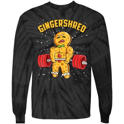 Gingershred Funny Gingerbread Gym Bodybuilding Christmas Tie-Dye Long Sleeve Shirt