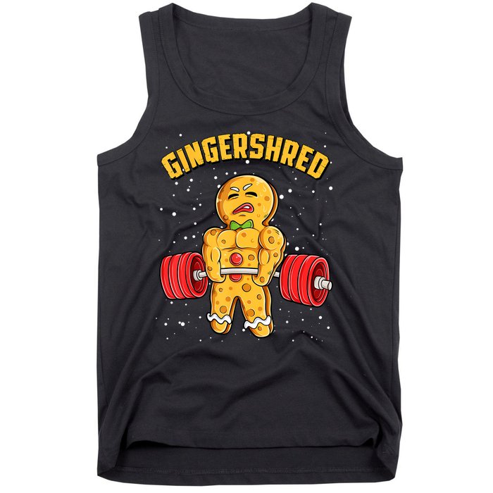 Gingershred Funny Gingerbread Gym Bodybuilding Christmas Tank Top