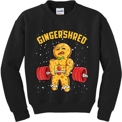 Gingershred Funny Gingerbread Gym Bodybuilding Christmas Kids Sweatshirt