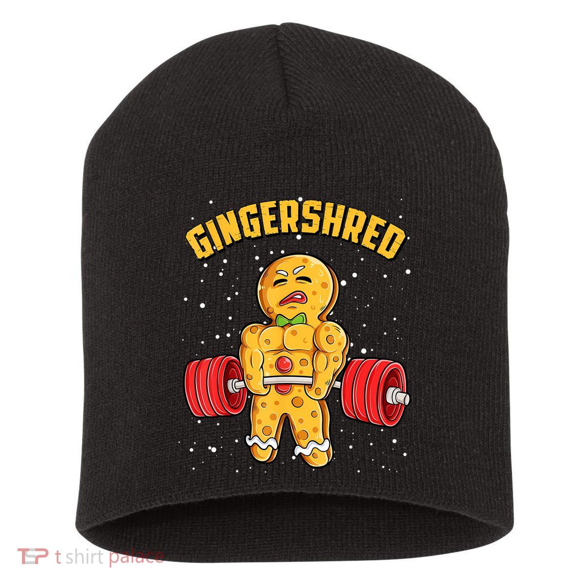 Gingershred Funny Gingerbread Gym Bodybuilding Christmas Short Acrylic Beanie