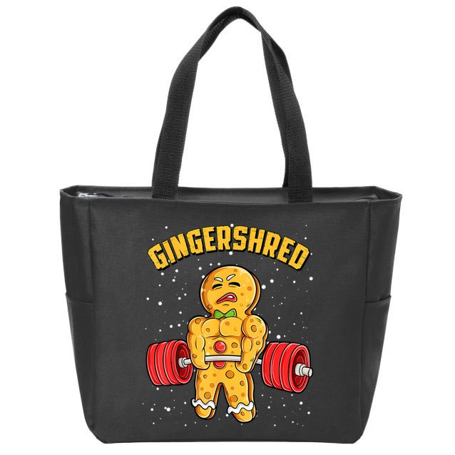 Gingershred Funny Gingerbread Gym Bodybuilding Christmas Zip Tote Bag
