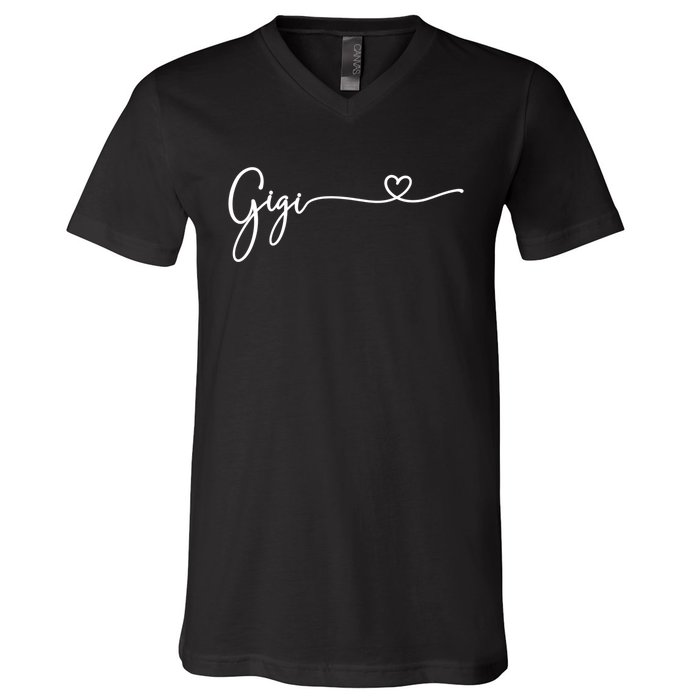 Gigi For Grandma Women Christmas Mother's Day Birthday Gift V-Neck T-Shirt