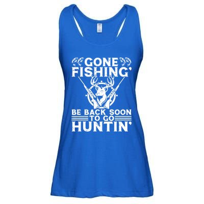 Gone Fishin' Go Huntin' Funny Fishing Hunting Fisher Gift Ladies Essential Flowy Tank