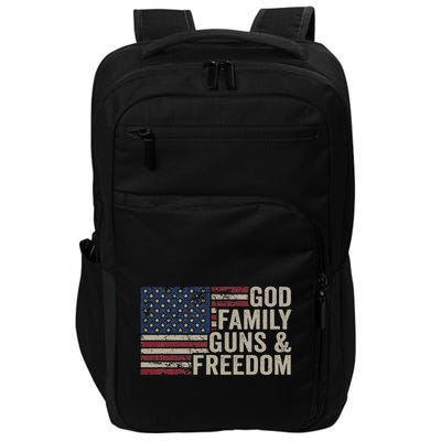 God Family Guns & Freedom Pro Gun Vintage Usa Flag Impact Tech Backpack