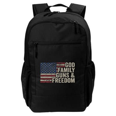 God Family Guns & Freedom Pro Gun Vintage Usa Flag Backpack