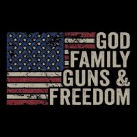 God Family Guns & Freedom Pro Gun Vintage Usa Flag Button