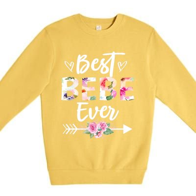 Grandma Funny Gift Best Bebe Ever Mothers Day Flower Gift Premium Crewneck Sweatshirt