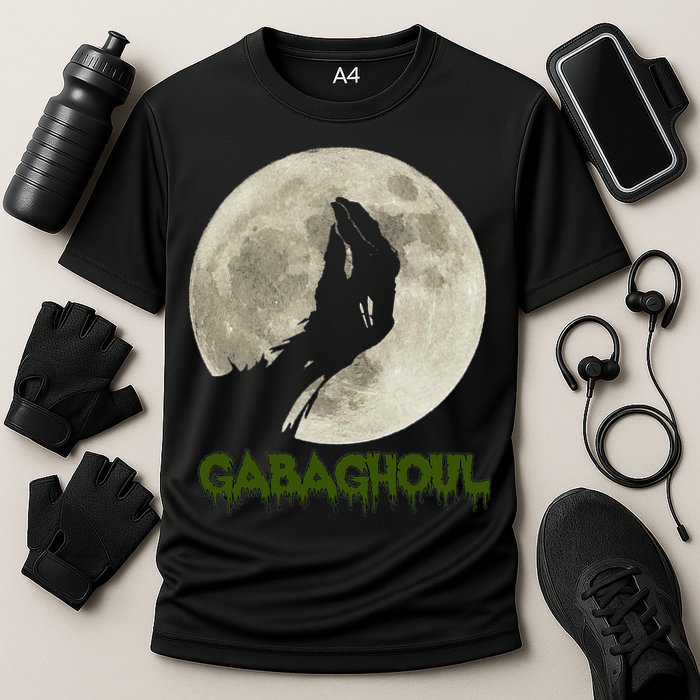 Gabaghoul Funny Hand Moon Halloween Cooling Performance Crew T-Shirt