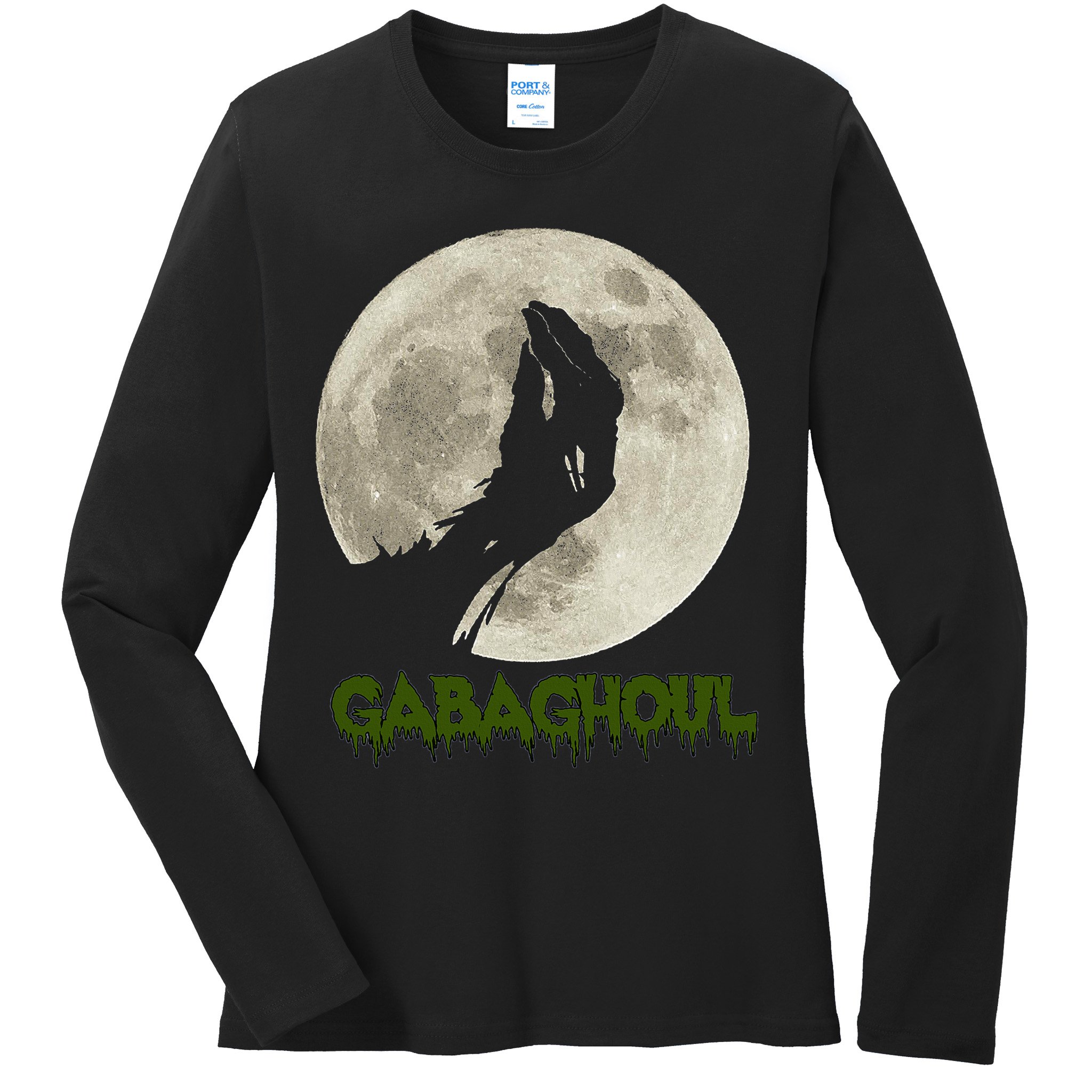 Gabaghoul Funny Hand Moon Halloween Ladies Long Sleeve Shirt