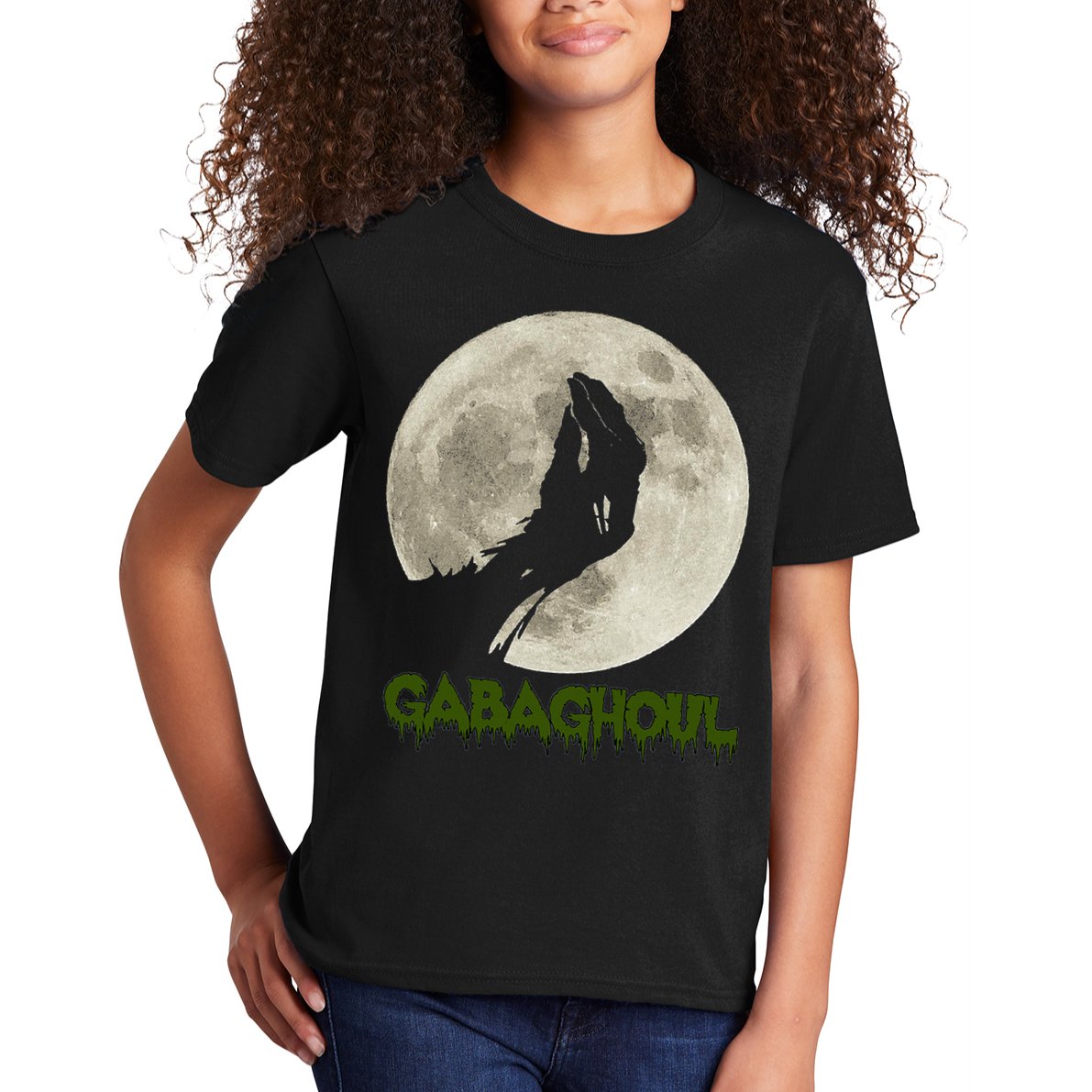 Gabaghoul Funny Hand Moon Halloween Kids T-Shirt
