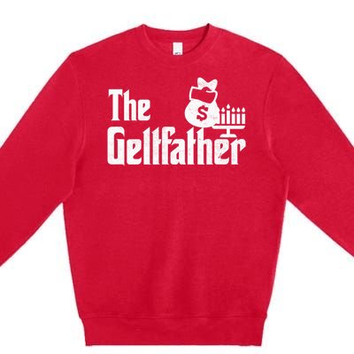 Gelt Father Hanukkah Dreidel Game Jewish Dad Premium Crewneck Sweatshirt