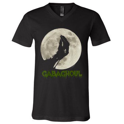 Gabaghoul Funny Hand Moon Halloween V-Neck T-Shirt