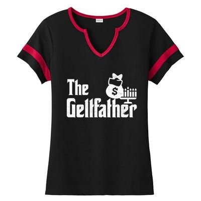 Gelt Father Hanukkah Dreidel Game Jewish Dad Menorah Latkes  Ladies Halftime Notch Neck Tee