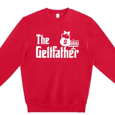 Gelt Father Hanukkah Dreidel Game Jewish Dad Menorah Latkes  Premium Crewneck Sweatshirt