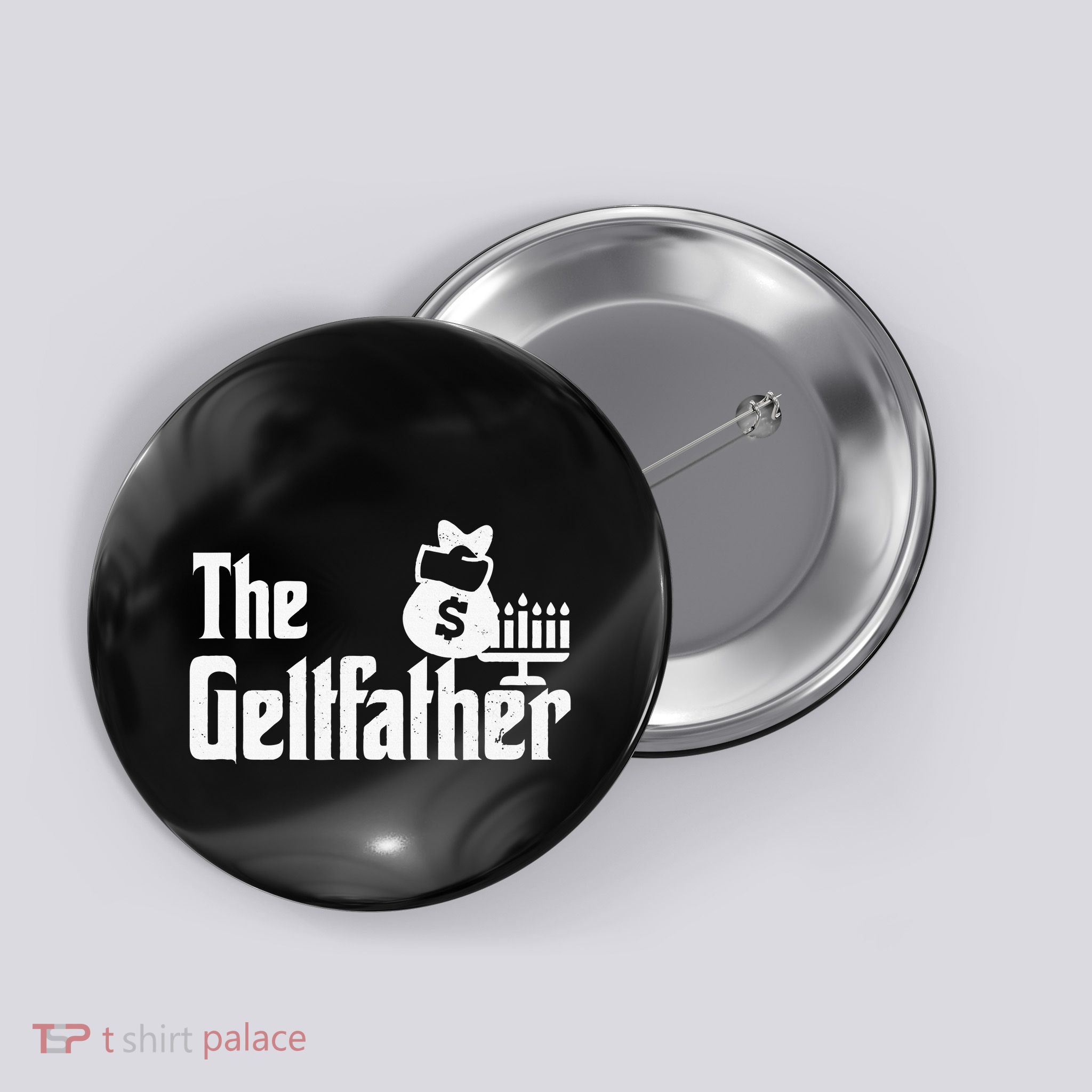 Gelt Father Hanukkah Dreidel Game Jewish Dad Menorah Latkes Button