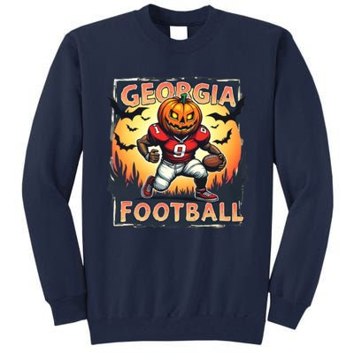 Georgia Football Halloween Pumpkin Player Spooky Georgia Jack O Lanter Tall Sweatshirt