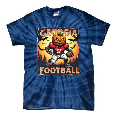 Georgia Football Halloween Pumpkin Player Spooky Georgia Jack O Lanter Tie-Dye T-Shirt