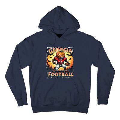 Georgia Football Halloween Pumpkin Player Spooky Georgia Jack O Lanter Tall Hoodie