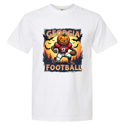 Georgia Football Halloween Pumpkin Player Spooky Georgia Jack O Lanter Garment-Dyed Heavyweight T-Shirt