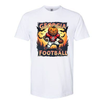 Georgia Football Halloween Pumpkin Player Spooky Georgia Jack O Lanter Softstyle CVC T-Shirt