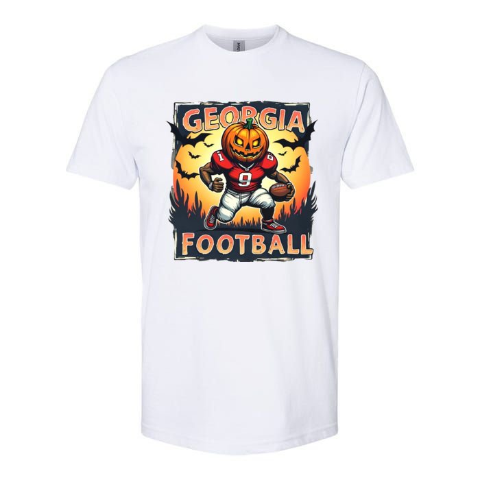 Georgia Football Halloween Pumpkin Player Spooky Georgia Jack O Lanter Softstyle CVC T-Shirt