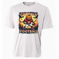 Georgia Football Halloween Pumpkin Player Spooky Georgia Jack O Lanter Cooling Performance Crew T-Shirt