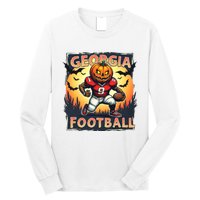 Georgia Football Halloween Pumpkin Player Spooky Georgia Jack O Lanter Long Sleeve Shirt