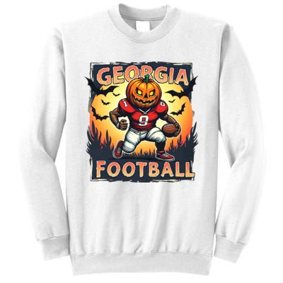 Georgia Football Halloween Pumpkin Player Spooky Georgia Jack O Lanter Sweatshirt