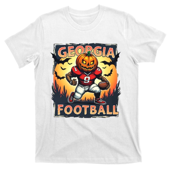 Georgia Football Halloween Pumpkin Player Spooky Georgia Jack O Lanter T-Shirt