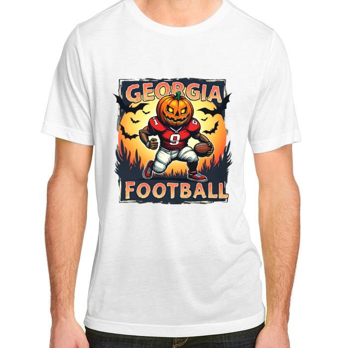 Georgia Football Halloween Pumpkin Player Spooky Georgia Jack O Lanter Adult ChromaSoft Performance T-Shirt