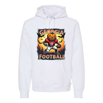 Georgia Football Halloween Pumpkin Player Spooky Georgia Jack O Lanter Premium Hoodie