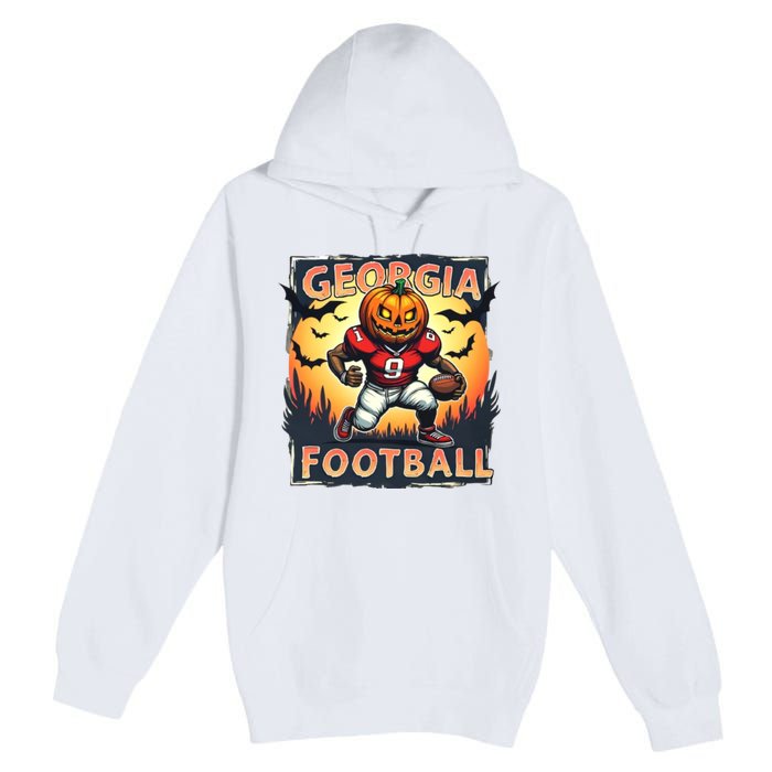 Georgia Football Halloween Pumpkin Player Spooky Georgia Jack O Lanter Premium Pullover Hoodie