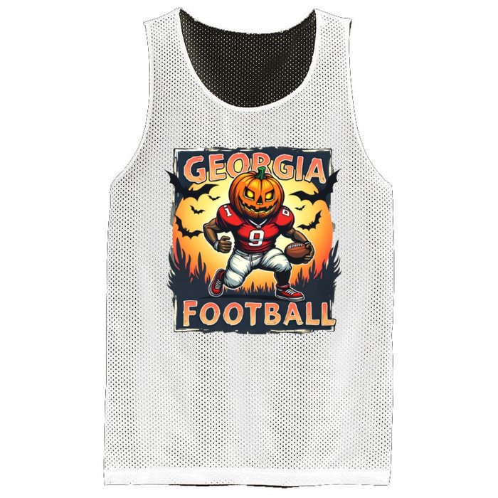 Georgia Football Halloween Pumpkin Player Spooky Georgia Jack O Lanter Mesh Reversible Basketball Jersey Tank