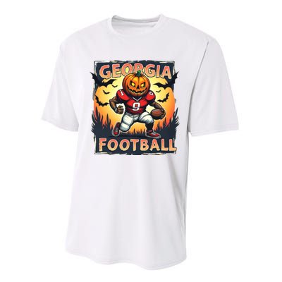 Georgia Football Halloween Pumpkin Player Spooky Georgia Jack O Lanter Performance Sprint T-Shirt