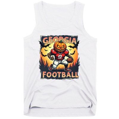 Georgia Football Halloween Pumpkin Player Spooky Georgia Jack O Lanter Tank Top