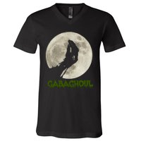 Gabaghoul Funny Hand Moon Halloween V-Neck T-Shirt