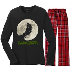 Gabaghoul Funny Hand Moon Halloween Women's Long Sleeve Flannel Pajama Set 