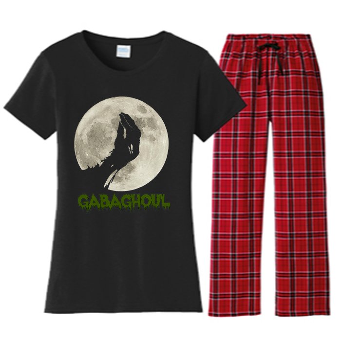 Gabaghoul Funny Hand Moon Halloween Women's Flannel Pajama Set