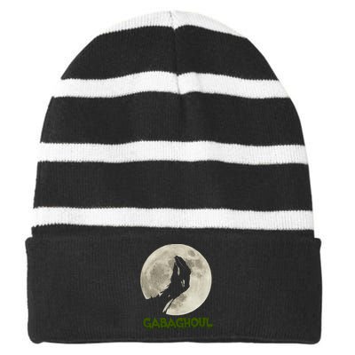 Gabaghoul Funny Hand Moon Halloween Striped Beanie with Solid Band